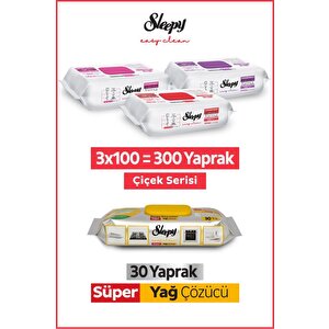 Easy Clean Çiçek Serisi&süper Yağ Çözücü Yüzey Temizlik Havlusu&mendili(3x100+30)