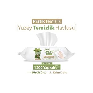 Baby Turco Turco Doğadan Pratik Yüzey Temizlik Havlusu 100 Yaprak Yeşil Sabun/yeşil Çam (12 Li Set) 1200 Yaprak