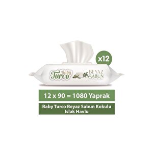 Baby Turco Beyaz Sabun Kokulu Islak Havlu 12x90