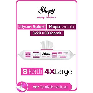 Easy Clean Lilyum Buketi Mopa Uyumlu Yer Temizlik Havlusu&mendili 3x20 (60 Yaprak)