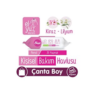 Floral Kişisel Bakım Havlusu Çanta Boy 25 Yaprak