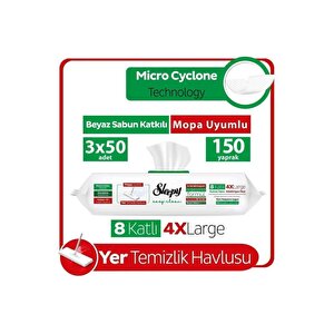Easy Clean Beyaz Sabun Katkılı Mopa Uyumlu Yer Temizlik Havlusu&mendili 3x50 (150 Yaprak)