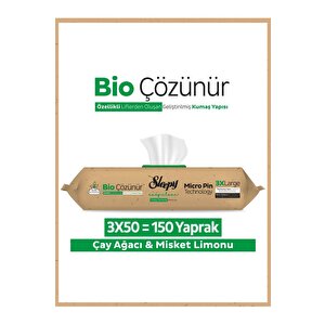 Bio Çözünür Yüzey Temizlik Havlusu&mendili Çay Ağacı&misket Limonu 3x50 (150 Yaprak)