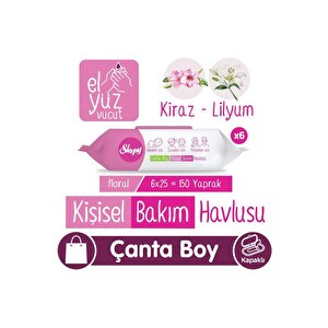 Floral Kişisel Bakım Havlusu Çanta Boy 6x25 (150 Yaprak)