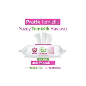 Turco Doğadan Pratik Temizlik Turco Doğadan Pratik Yüzey Temizlik Havlusu Lotus 4x100 (400 Yaprak)