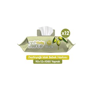 Baby Turco Zeytinyağlı Islak Bebek Havlusu 12x90 Adet
