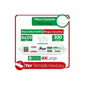 Easy Clean Beyaz Sabun Katkılı Mopa Uyumlu Yer Temizlik Havlusu&mendili 6x50 (300 Yaprak)