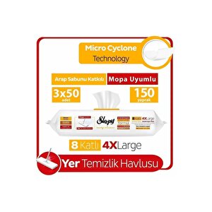 Easy Clean Arap Sabunu Katkılı Mopa Uyumlu Yer Temizlik Havlusu&mendili 3x50 (150 Yaprak)