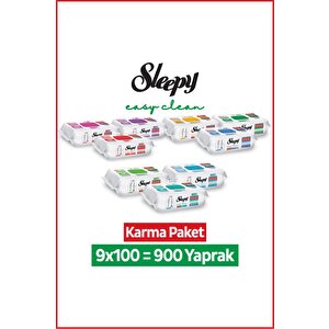 Easy Clean Premium+çiçek Serisi+doğa Serisi Yüzey Temizlik Havlusu Mendili 9x100 Karma Paket