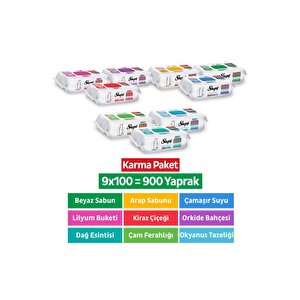 Easy Clean Premium+çiçek Serisi+doğa Serisi Yüzey Temizlik Havlusu Mendili 9x100 Karma Paket