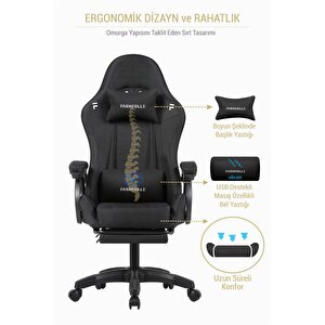 Fashcolle Dynamic Air Kumaş Black Masajlı Oyuncu Koltuğu