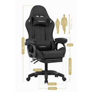 Fashcolle Dynamic Air Kumaş Black Masajlı Oyuncu Koltuğu