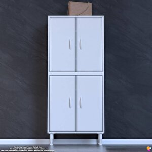 Efna Ayakkabılık - Kapaklı 4 Raf 6 Bölmeli Dar Alanlar İçin Çok Amaçlı Dolap 60 cm