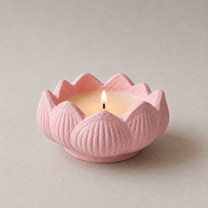 El Yapımı Lotus Çiçeği Tasarımlı Dekoratif Soya Wax Mumluk