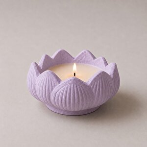 El Yapımı Lotus Çiçeği Tasarımlı Dekoratif Soya Wax Mumluk