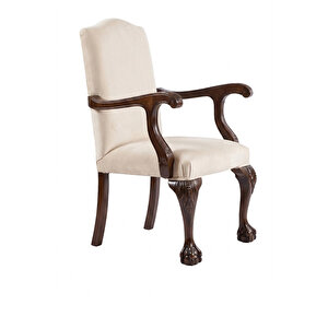 Roma Kolçaklı Ahşap İşlemeli Berjer Ceviz
