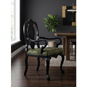 Versay Fransız Still Klasik Ahşap Berjer Siyah