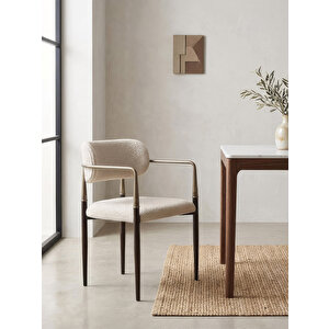 Elegance Kolçaklı Metal Mutfak Sandalyesi Siyah - Krem