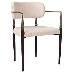 Elegance Kolçaklı Metal Mutfak Sandalyesi Siyah - Krem