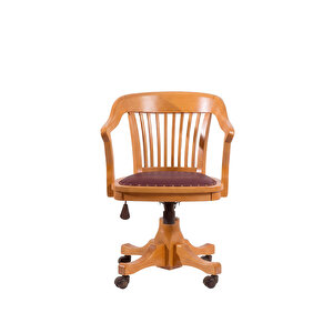 Throne Deri Döşemeli Ahşap Ofis Sandalyesi Natural