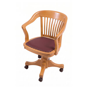 Throne Deri Döşemeli Ahşap Ofis Sandalyesi Natural
