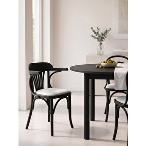 Thonet Kolçaklı Klasik Ahşap Sandalye Siyah