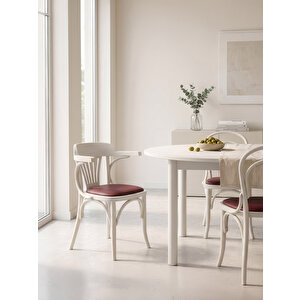Thonet Kolçaklı Klasik Ahşap Sandalye Beyaz