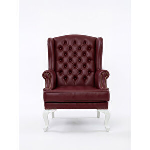 Crown Chester Klasik Ahşap Berjer Beyaz