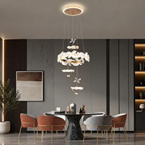 Anka 3'lü Gold Led Avize  Yatak Odası, Koridor, Salon Avize