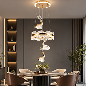 Lılıana 3'lü Gold Led Avize  Yatak Odası, Koridor, Salon Avize