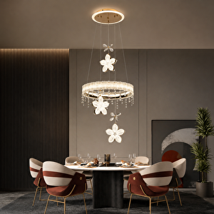 Orfeo 3'lü Gold Led Avize  Yatak Odası, Koridor, Salon Avize