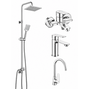 Fast Banyo Bataryası + Lavabo Bataryası + Eviye Bataryası + Dicle Duş Kolonu| 5 Yıl Garantili