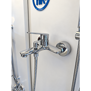 Fast Kuğu Lavabo Bataryası + Banyo Bataryası Tema 53242 Rain Carismo Duş Sistemi Krom