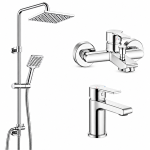 Lite Banyo Bataryası + Ar Lite Lavabo Bataryası + Ar Dicle Yağmurlama Duş Kolonu| 5 Yıl Garantili