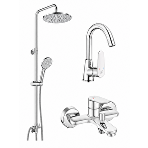 Fast Kuğu Lavabo Bataryası + Fast Banyo Bataryası + Tuna Duş Kolonu 5 Yıl Garantili