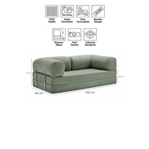 90x180 Kanepe - Fitilli Kadife Yıkanır Silinir Pratik Yer Yatağı 50 Dns Bondex 90x180cm Yeşil Renk