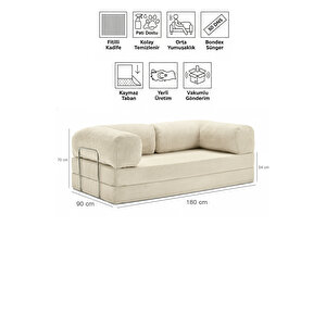 90x180 Kanepe - Fitilli Kadife Yıkanır Silinir Pratik Yer Yatağı 50 Dns Bondex 90x180cm Bej Rengi