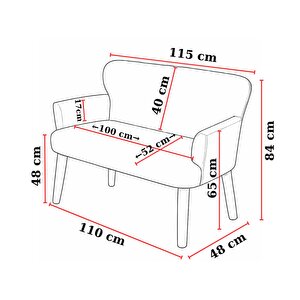 Roma 2+1+1 Deri Chester Çay Seti Ev & Ofis Koltuk Takımı - Ahşap Beyaz Ayak - Krem