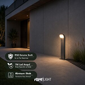 Fonelight Naja 50 Cm Led Bahçe Bollard Aydınlatma Direği Antrasit Alüminyum Ip65 Peyzaj Yürüyüş Yolu Aydınlatması 9w 3000k 7 watt