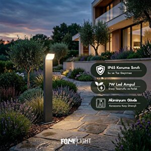 Fonelight Naja 80 Cm Led Bahçe Bollard Aydınlatma Direği Antrasit Alüminyum Ip65 Peyzaj Yürüyüş Yolu Aydınlatması 9w 3000k 9 watt