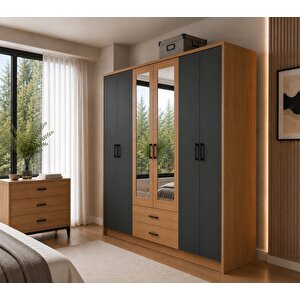 Gm 1008 Di̇amond 6 Kapakli 2 Çekmeceli̇ Antrasi̇t Gri̇-sonomo Gardirop