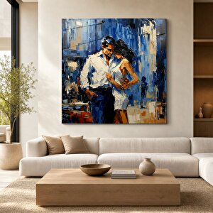 Romantik Dans Cam Tablo | Modern Duvar Sanatı, Uv Baskı, Salon Ve Ofis Dekoru 100x100 cm