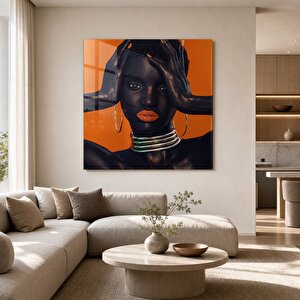Cesur Kadın Portresi Cam Tablo | Modern Duvar Sanatı, Uv Baskı, Salon Ve Ofis Dekoru 40x40 cm