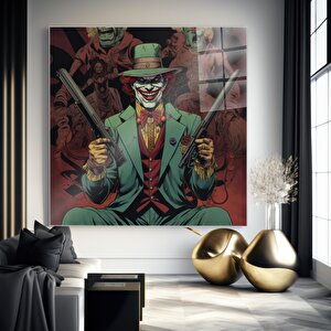 Çizgi Roman Tarzı Kış Karakteri Cam Tablo | Modern Duvar Sanatı, Uv Baskı, Salon Ve Ofis Dekoru 100x100 cm