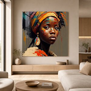 Renkli Soyut Kadın Portresi Cam Tablo | Modern Duvar Sanatı, Uv Baskı, Salon Ve Ofis Dekoru 80x80 cm