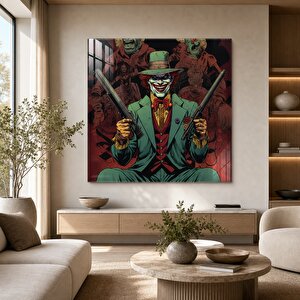 Çizgi Roman Tarzı Kış Karakteri Cam Tablo | Modern Duvar Sanatı, Uv Baskı, Salon Ve Ofis Dekoru 80x80 cm