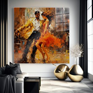 Dans İllüstrasyonu Cam Tablo | Modern Duvar Sanatı, Uv Baskı, Salon Ve Ofis Dekoru 50x50 cm