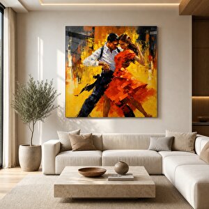 Dans Tutkusu Soyut Cam Tablo | Modern Duvar Sanatı, Uv Baskı, Salon Ve Ofis Dekoru 40x40 cm