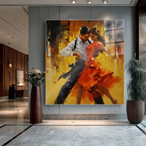 Dans Tutkusu Soyut Cam Tablo | Modern Duvar Sanatı, Uv Baskı, Salon Ve Ofis Dekoru 40x40 cm