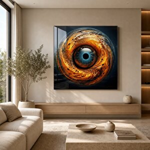 Soyut Göz Tasarımı Cam Tablo | Soyut Modern Duvar Sanatı, Uv Baskı, Salon Ve Ofis Dekoru 50x50 cm